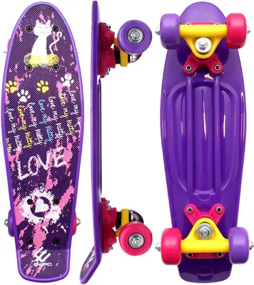 Produktbild von Enero Mini Love Kitty 22″ Plastik-Skateboard Rosa – Leichtes Cruiser-Board mit Katzen-Design