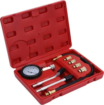 Image de Kit de test de compression pour moteur à essence - Outil de diagnostic - Coffret en plastique - Adaptateurs M10, M12, M14, M18