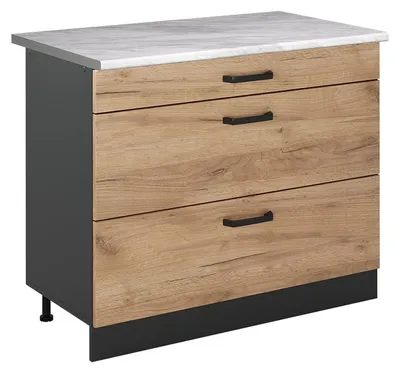 Imagen del producto de Mueble bajo de cocina Vicco R-Line Roble dorado/Antracita 100 cm encimera Mármol, Model 71558