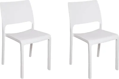 Produktbild von Dmora Außenstuhl Ancona Weiß, 2 Stapelstühle