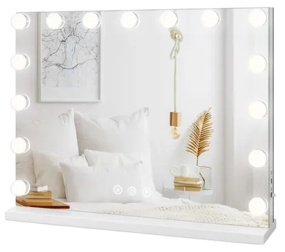 Obrázek produktu pro Kosmetické zrcadlo, 58 x 45 cm, 15 LED diod, 3 režimy osvětlení, nastavitelná jasnost, dotykové ovládání
