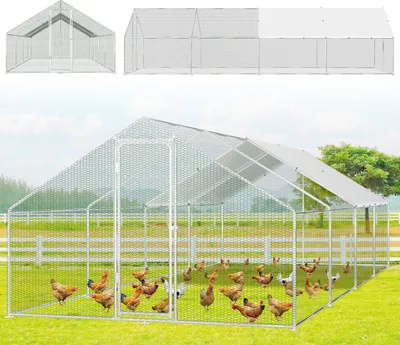 Immagine prodotto di Jayseuw pollaio 3x8x2m Pollaio Piccola casa per animali Recinto per animali piccoli Voliera Recinto per animali liberi Gabbia per polli Pollaio Telaio in acciaio zincato con tetto