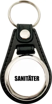 Produktbild von Huuraa Schlüsselanhänger Sanitäter Schriftzug Metall mit Kunstleder Schlüsselring Einkaufswagenchip Geschenkidee