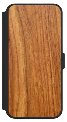 Produktbild von NIVOCASE Klapphülle für Apple iPhone 16 Pro Max  Handyhülle aus Kunst Leder NIVOflip schwarz Holz Holzoptik Lärche