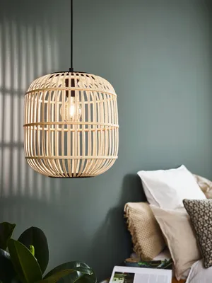 Image de Eglo Suspension Bordesley noir-nature Ø 35 cm E27, max. 60 W