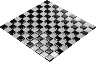 Produktbild von Schwarz-weiße Wandfliesen, schwarz-weißes Glasmosaik, Schachbrettmosaikfliesen