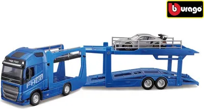 Image de Bburago 1:43 STR FIRE Multicar Carrier - Volvo FH16 w/Porsche 911 GT2 RS