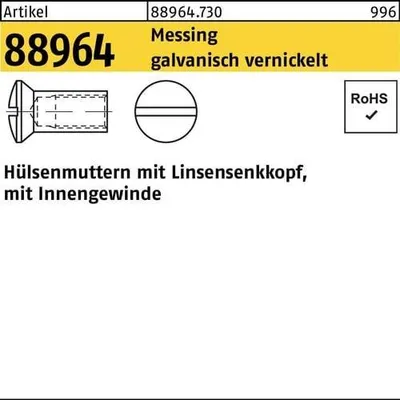 Produktbild von Hlsenmutter R 88964 Liko IG M 6 x 20 Messing galvanisch vernickelt
