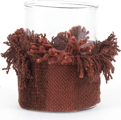 Image de Bazar Bizar Bougeoir velours bordeaux 8x8x11cm