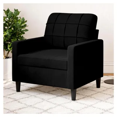 Produktbild von Relaxsessel für das Wohnzimmer, Loungesessel mit Metallgestell, Fernsehsessel in Schwarz, 60 cm Samt