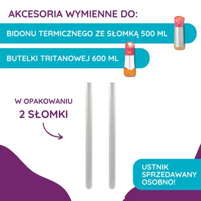 Zdjęcie produktu dla Słomki zapasowe do butelki b.box 500 ml | Zestaw 2 szt