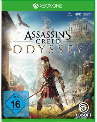 The cover art for the video game Assassin's Creed Odyssey on Xbox One.