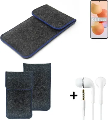 Produktbild von K-S-Trade Handy Schutz Hülle kompatibel mit Xiaomi Civi Schutzhülle Handyhülle Filztasche Pouch Tasche Case Sleeve Filzhülle dunkelgrau, blauer