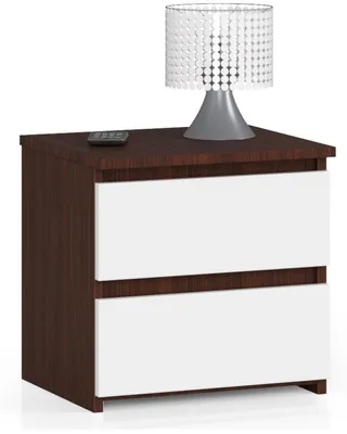 Produktbild von Kommode mit 2 Schubladen Kommode Organizer Kommode mit Schubladen 40 cm breit 40 cm hoch | venge-weiß Holz Highboard Sideboard Schrank schmal