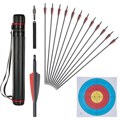 Productafbeelding van Gemengde koolstofpijlen, set van 12, met verwisselbare punten, rood, model BL A Q