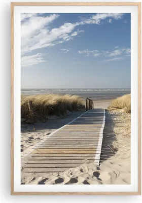 Produktbild von Gerahmtes Poster - Rahmen in heller Eiche - Strand Meer Fußgängerbrücke Ufer - 61x91,5 cm - Wand Bild - Wanddeko - Wandbilder - Wandposter - Bilderrahmen - Bilder - Kunstdruck - P2NPA61x91-2657