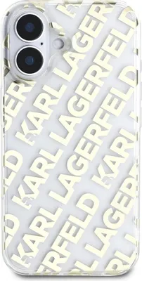 Obrázek produktu pro Karl Lagerfeld IML Electroplated Repeated Logo Zadní Kryt pro iPhone 16 Gold