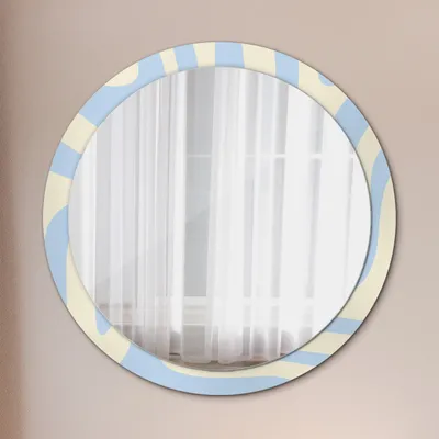 Produktbild von Ø100cm Spiegel - Glasrahmen mit Aufdruck - Wandspiegel Schlafzimmer - abstrakt Form
