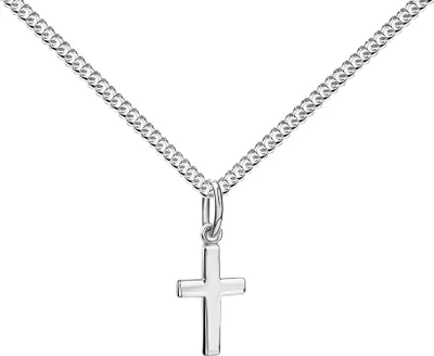 Produktbild von Kleines Taufkreuz Weißgold 585 Gold 14K Anhänger. Mit Kette 45 cm