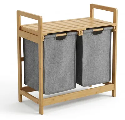 Produktbild von Doppel-Wäschekorb TELA aus Bambus, 70 l