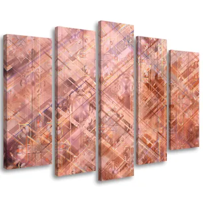 Produktbild von 5-teiliges leinwandbild abstrakte geometrische formen 100x70 cm Feeby rot wandbild bereit zum aufhängen