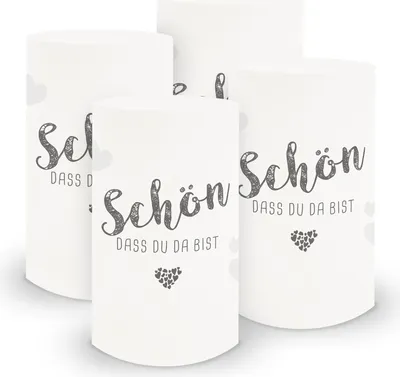 Produktbild von itenga 6x Windlicht klein Schön dass du da bist, taubengrau / weiß, 10,0 cm