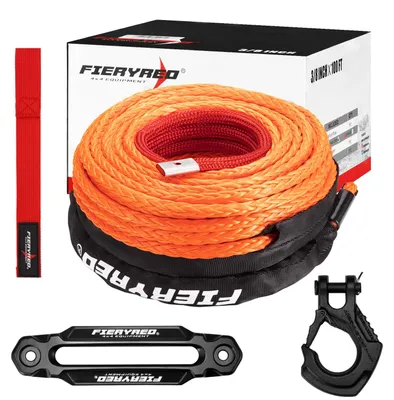Immagine prodotto di FIERYRED, set di corde sintetiche, diametro 0,95 cm, lunghezza 30 m, portata 12020 kg, con lubrificazione
