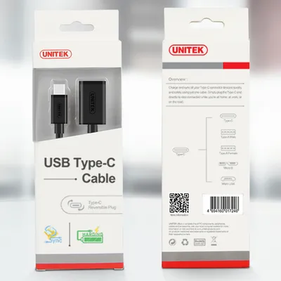 Produktbild von UNITEK Y-C476BK USB Kabel USB 3.2 Gen 1 (3.1 Gen 1) 0 2 m USB C USB A Schwarz