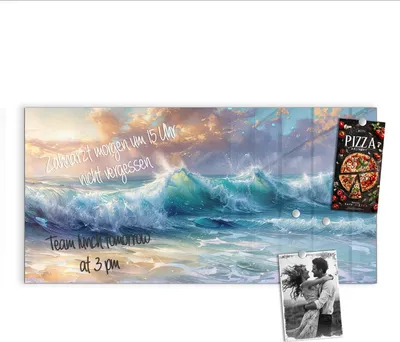 Produktbild von Magnettafel 100x50cm Pinnwand Whiteboard beschreibbar - Ozeanwellen Sonnenaufgang