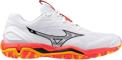 A single Mizuno Wave Stealth 6 handball shoe shown from the side against a white background.