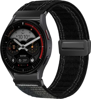 Produktbild von Smartwatch Armband für Samsung Galaxy Watch3 41mm Nylon Textil Band Ersatzband Wechselband Magnetverschluss flexibel atmungsaktiv Schwarz