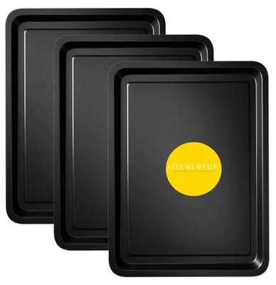 Backblech-Set 32 cm, 3er-Pack, antihaftbeschichtet, spülmaschinengeeignet