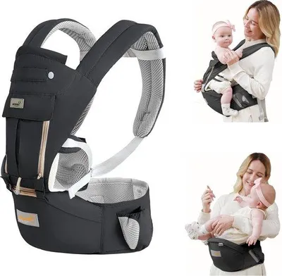 Obrázek produktu pro Nosítko s 6 polohami, ergonomické, pro novorozence, kojence a batolata (3–30 kg), nosítko proti pláči, černé