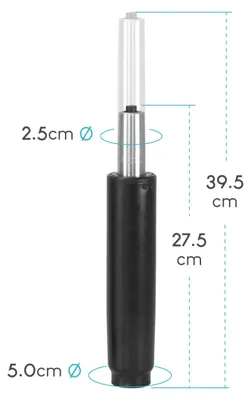 Immagine prodotto di Molla a gas per sedia da ufficio, regolabile in altezza da 275 a 395 mm, acciaio nero, ricambio per sedie da ufficio