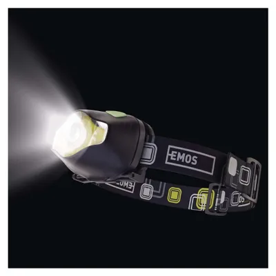 COB LED + LED čelovka P3536, 220 lm, 100 m, 3x AAA