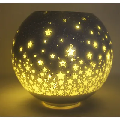 Produktbild von Windlicht rund mit weihnachtliches Design und LED Licht H 19cm
