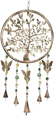 Image de Carillon éolien suspendu en métal recyclé, 65 cm, couleur or
