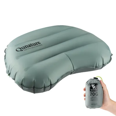 Produktbild von Qunature Ultraleichtes Aufblasbares Kissen Camping Outdoor Kopfkissen 37X28X8cm, Grau