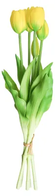 Immagine prodotto di Heinen Delfts Blauw – Tulipani gialli 'Novi Sun' - Composizione da 5 fiori - Fiori artificiali - 40 cm