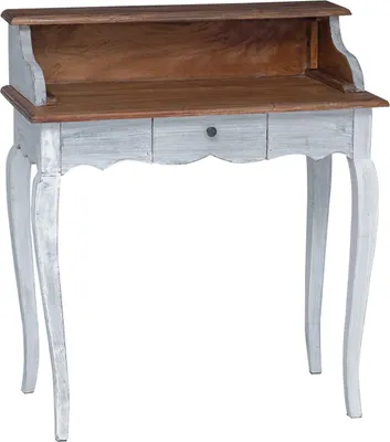 Image de Bureau marron et blanc 80 x 40 x 92 cm Bois massif acajou