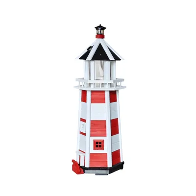 Produktbild von XXL 118cm Leuchtturm WESTERLAND aus Holz Rot Weiß Terrasse Garten Nordsee Deko