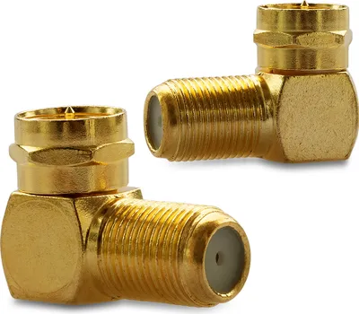 Produktbild von 2x F-Winkelstecker Winkeladapter Stecker Winkel SAT Adapter Kupplung Vergoldet