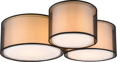 Produktbild von lightling Barto Deckenleuchte 40W, Modern, Korpus schwarz matt Metall, Stoffschirm rauchfarbig, Innenschirm weiß, 65x55x21,5 cm
