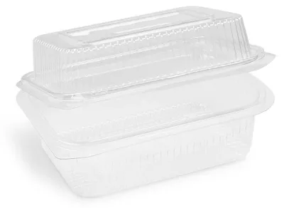 Produktbild von 400x Rechteckbecher klar mit Deckel 750 + 400 ml (rPET)