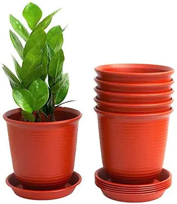 Produktbild von TRANKIELO® - 6 Stück Blumentöpfe, 15,5 cm - aus Kunststoff mit Drainage - geeignet für Innen- und Außenbereich