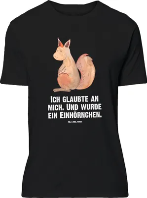 Produktbild von Mr. & Mrs. Panda Größe M T-Shirt Einhorn Glauben - Schwarz - Geschenk, Unicorn, Eichhörnchen, Herren, Eichhorn, Shirt, Einhörner, Einhörnchen, mit Spruch, Tshirt