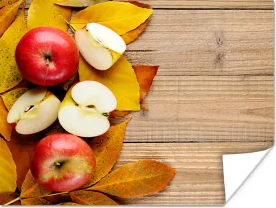 Produktbild von MuchoWow® Poster Apfel - Blätter - Herbst - Obst 80x60 cm - Kunst für zu Hause