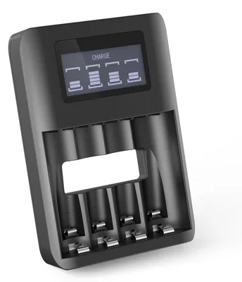 Image de CELLONIC Chargeur de piles AA AAA USB avec 4 Slots Chargeur AAA AA USB Chargeur Rapide pour piles rechargeables avec écran Chargeur Batterie AAA AA avec Affichage LR03 LR6 Chargeur de piles USB