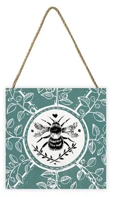 Holzblock Little Bee, mehrfarbig, 20 x 20 cm