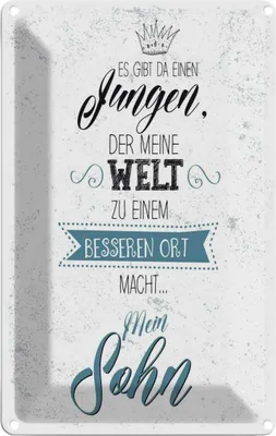 Produktbild von vianmo Blechschild 18x12 cm Sohn meine Welt wird besser Spruch Zitat